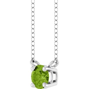 Sterling Silver Natural Peridot Solitaire 18" Necklace