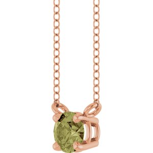 14K Rose Gold Lab-Grown Green Sapphire Solitaire 18" Necklace
