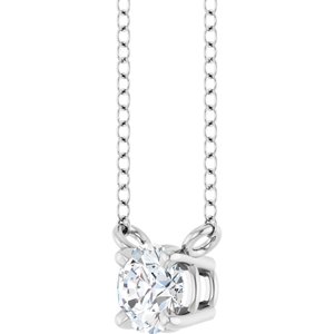 14K White Gold 1/2 CT Lab-Grown Diamond Solitaire 18" Necklace