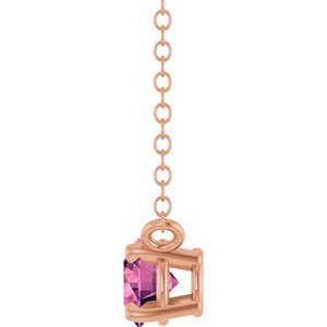 14K Rose Gold Natural Pink Tourmaline Solitaire 18" Necklace