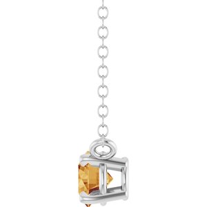 14K White Gold Natural Citrine Solitaire 18" Necklace