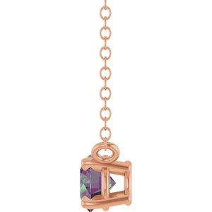 14K Rose Gold Lab-Grown Alexandrite Solitaire 18" Necklace