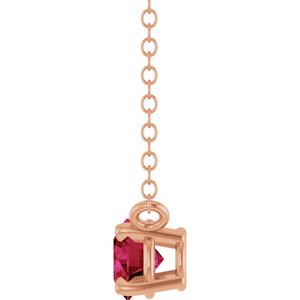 14K Rose Gold Lab-Grown Ruby Solitaire 18" Necklace