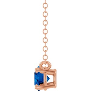 14K Rose Gold Lab-Grown Blue Sapphire Solitaire 18" Necklace
