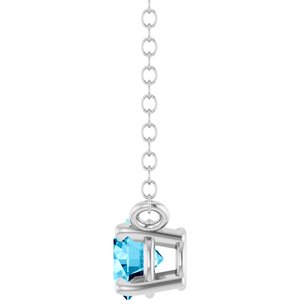 Sterling Silver Natural Aquamarine Solitaire 18" Necklace