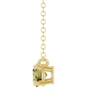 14K Yellow Gold Lab-Grown Green Sapphire Solitaire 18" Necklace