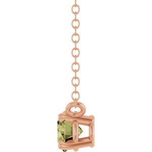 14K Rose Gold Lab-Grown Green Sapphire Solitaire 18" Necklace