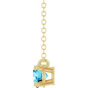 14K Yellow Gold Natural Aquamarine Solitaire 18" Necklace