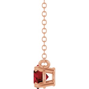 14K Rose Gold Natural Mozambique Garnet Solitaire 18" Necklace
