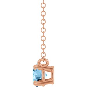 14K Rose Gold Natural Sky Blue Topaz Solitaire 18" Necklace