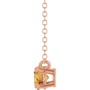 14K Rose Gold Natural Citrine Solitaire 18" Necklace