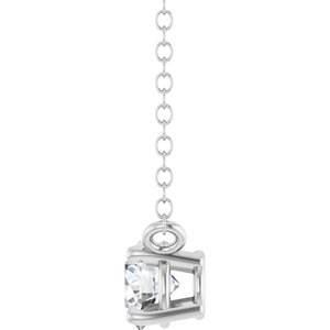 14K White Gold 1/2 CT Natural Diamond Solitaire 18" Necklace