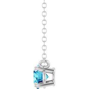 Sterling Silver Natural Blue Zircon Solitaire 18" Necklace