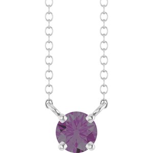 14K White Gold Lab-Grown Alexandrite Solitaire 18" Necklace