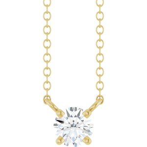 14K Yellow Gold Lab-Grown Moissanite Solitaire 18" Necklace