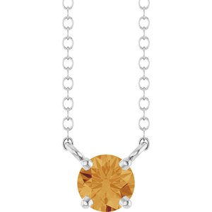 Sterling Silver Natural Citrine Solitaire 18" Necklace