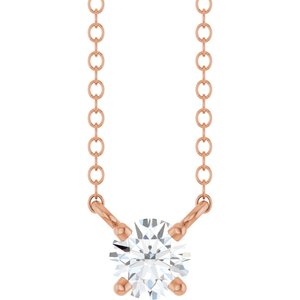 14K Rose Gold Lab-Grown Moissanite Solitaire 18" Necklace
