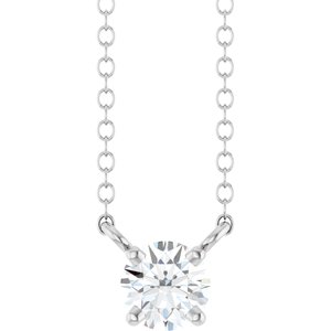 Sterling Silver 1/2 CT Lab-Grown Diamond Solitaire 18" Necklace