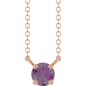 14K Rose Gold Lab-Grown Alexandrite Solitaire 18" Necklace