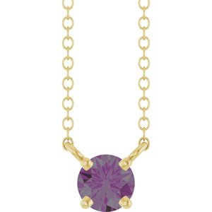 14K Yellow Gold Lab-Grown Alexandrite Solitaire 18" Necklace