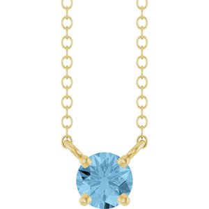 14K Yellow Gold Natural Sky Blue Topaz Solitaire 18" Necklace