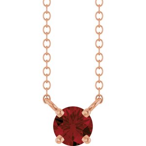 14K Rose Gold Natural Mozambique Garnet Solitaire 18" Necklace