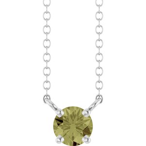 Sterling Silver Lab-Grown Green Sapphire Solitaire 18" Necklace