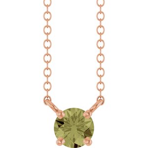 14K Rose Gold Lab-Grown Green Sapphire Solitaire 18" Necklace