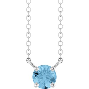 Sterling Silver Natural Sky Blue Topaz Solitaire 18" Necklace