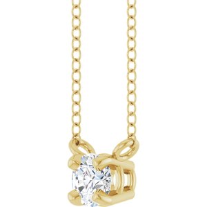 14K Yellow Gold 1/6 CT Lab-Grown Diamond Solitaire 18" Necklace