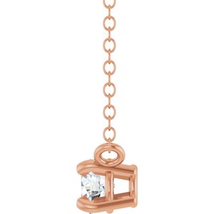 14K Rose Gold 1/6 CT Lab-Grown Diamond Solitaire 18" Necklace