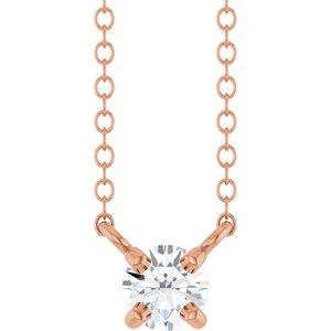 14K Rose Gold 1/6 CT Lab-Grown Diamond Solitaire 18" Necklace