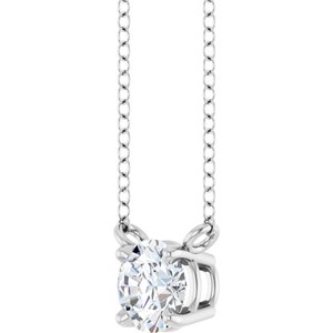 Sterling Silver 1/3 CT Natural Diamond Solitaire 18" Necklace