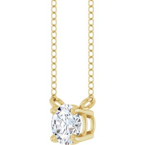 14K Yellow Gold 1/3 CT Natural Diamond Solitaire 18" Necklace