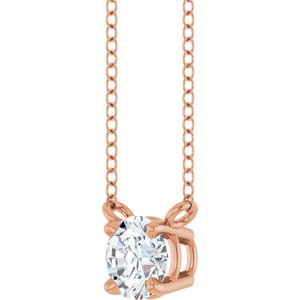 14K Rose Gold 1/3 CT Natural Diamond Solitaire 18" Necklace