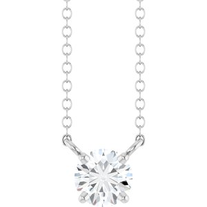 Sterling Silver 1/3 CT Lab-Grown Diamond Solitaire 18" Necklace