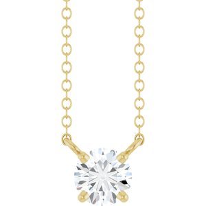 14K Yellow Gold 1/3 CT Lab-Grown Diamond Solitaire 18" Necklace