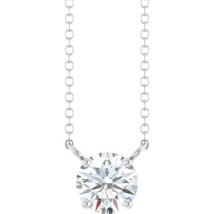 Sterling Silver 5/8 CT Lab-Grown Diamond Solitaire 18" Necklace