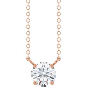 14K Rose Gold 5/8 CT Lab-Grown Diamond Solitaire 18" Necklace