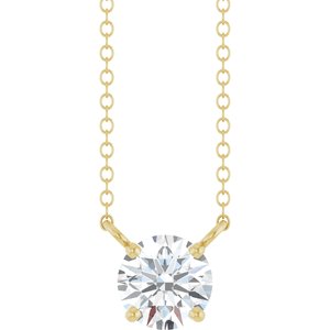 14K Yellow Gold 5/8 CT Lab-Grown Diamond Solitaire 18" Necklace