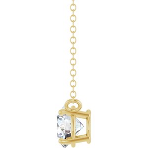 14K Yellow Gold 5/8 CT Lab-Grown Diamond Solitaire 18" Necklace