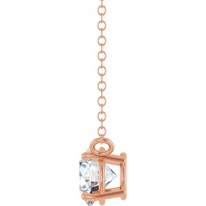 14K Rose Gold 5/8 CT Lab-Grown Diamond Solitaire 18" Necklace