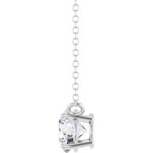14K White Gold 5/8 CT Lab-Grown Diamond Solitaire 18" Necklace