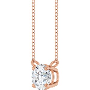 14K Rose Gold 5/8 CT Lab-Grown Diamond Solitaire 18" Necklace