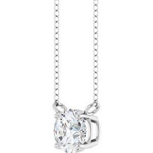 14K White Gold 5/8 CT Lab-Grown Diamond Solitaire 18" Necklace