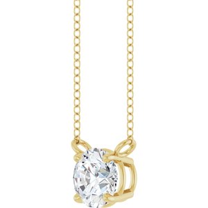 14K Yellow Gold 5/8 CT Lab-Grown Diamond Solitaire 18" Necklace