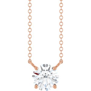 14K Rose Gold 3/4 CT Lab-Grown Diamond Solitaire 18" Necklace