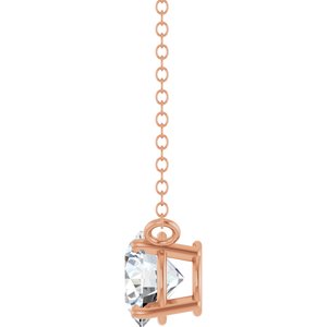 14K Rose Gold 3/4 CT Lab-Grown Diamond Solitaire 18" Necklace