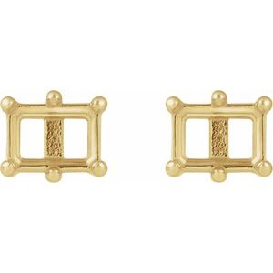 14K Yellow Gold 4x3 mm Emerald 6-Prong Stud Earring Mounting – image 2