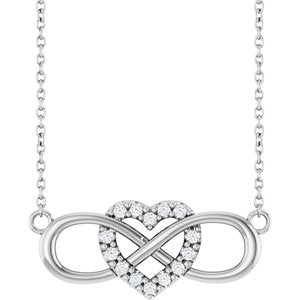 Platinum 1/10 CTW Lab-Grown Diamond Heart & Infinity-Inspired 18" Necklace